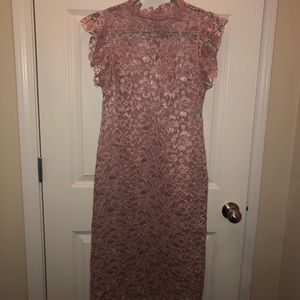 Soft Pink Lace Midi Dress